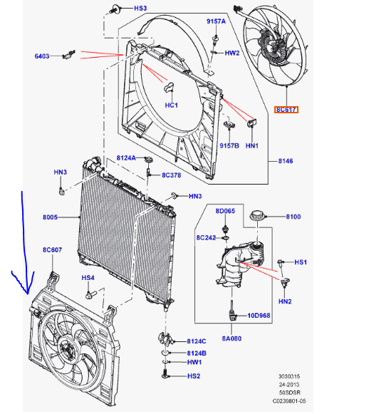 перевірений електродвигун вентилятор охолодження кондиціонеру Range Rover L405, L494 (Sport)