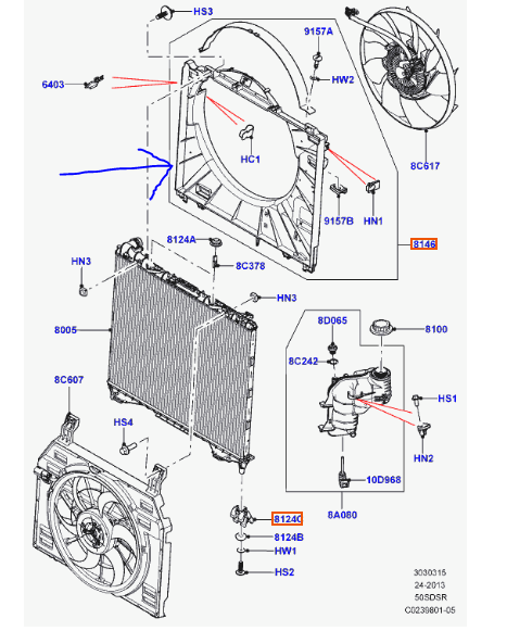 дифузор вентилятора Range Rover L405, L494 (Sport)