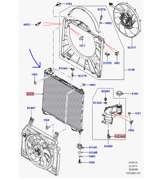 перевірений, гарантія, радіатор охолодження двигна Range Rover L405, L494 (Sport)